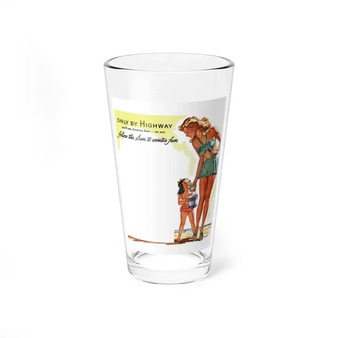 Only By Highway (2), Greyhound advertisement, 1946 (Magazine Illustration) Pint Glass 16oz 16oz - Go Mug Yourself