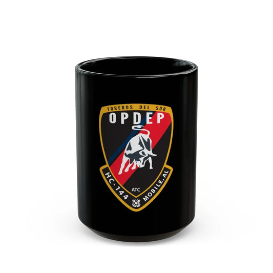 OPDEP HC 144 (U.S. Coast Guard) Black Coffee Mug-15oz-Go Mug Yourself