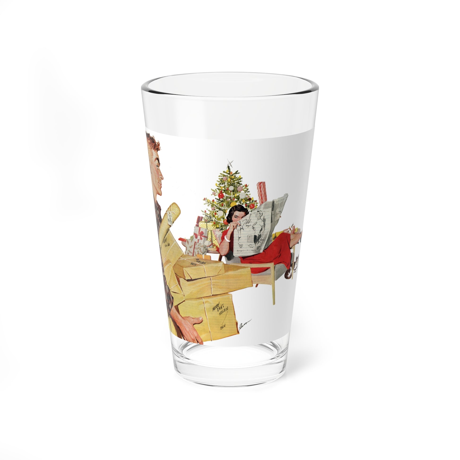 Open Before Christmas, Women's Home Companion, December 1956 (Magazine Illustration) Pint Glass 16oz-16oz-Go Mug Yourself