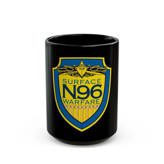 OPNAV N96 Surface Warfare N96 (U.S. Navy) Black Coffee Mug-15oz-Go Mug Yourself