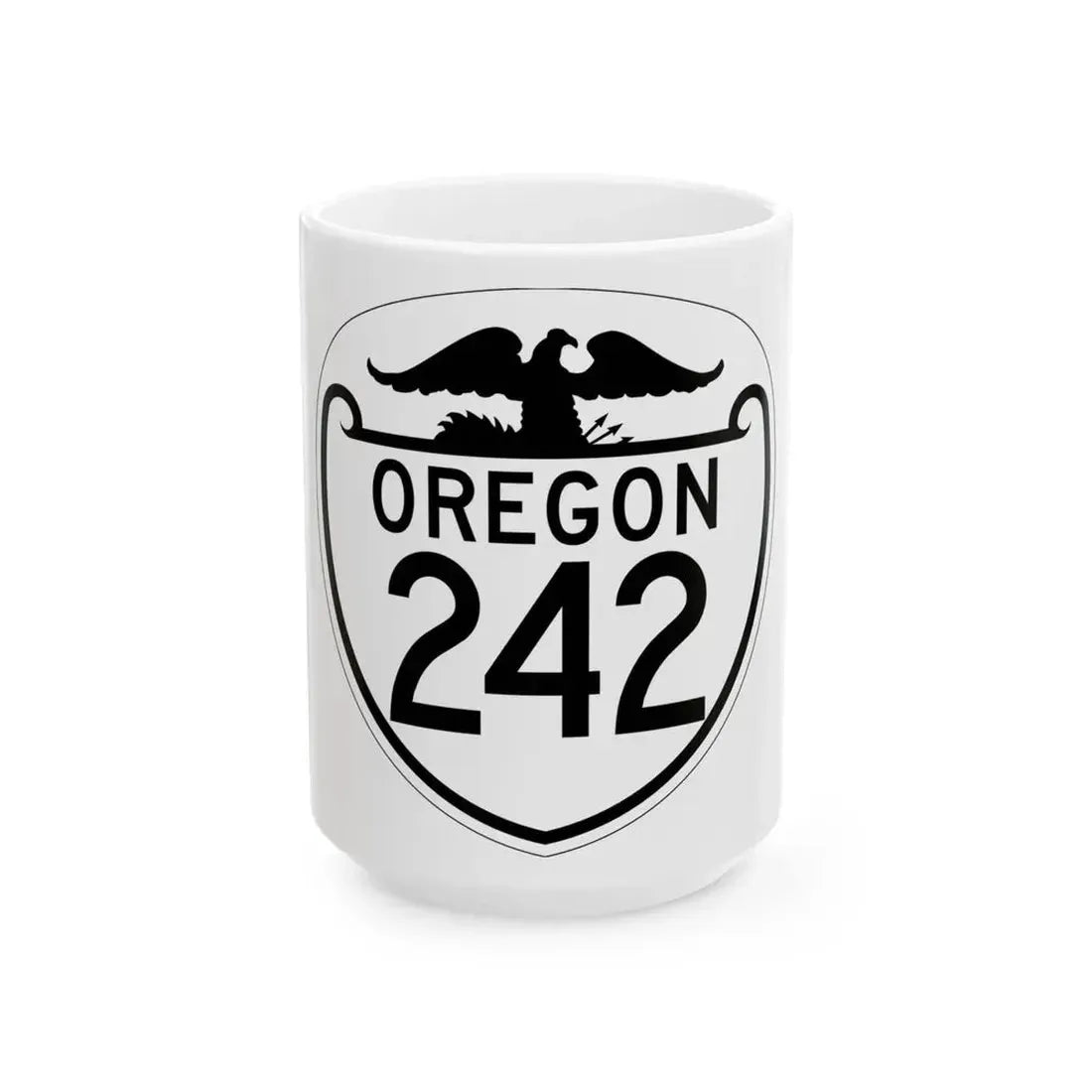 OR 242 1948 (Oregon) (Road Sign) White Coffee Mug 15oz - Go Mug Yourself