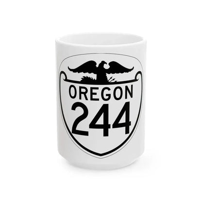 OR 244 1948 (Oregon) (Road Sign) White Coffee Mug 15oz - Go Mug Yourself