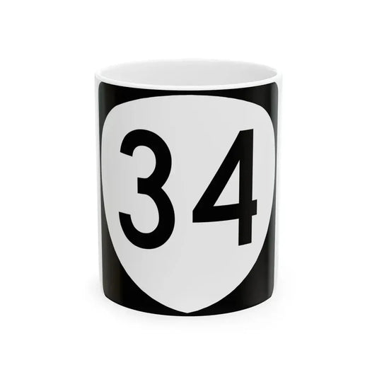 OR 34 (Oregon) (Road Sign) White Coffee Mug 11oz - Go Mug Yourself