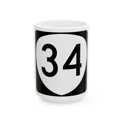 OR 34 (Oregon) (Road Sign) White Coffee Mug 15oz - Go Mug Yourself