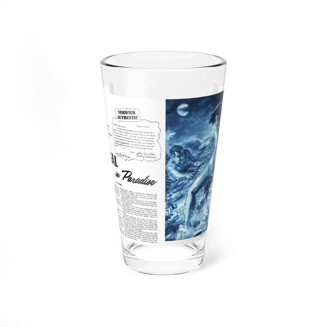 Ordeal in Paradise, Bluebook for Men, February 1961 (Magazine Illustration) Pint Glass 16oz 16oz - Go Mug Yourself