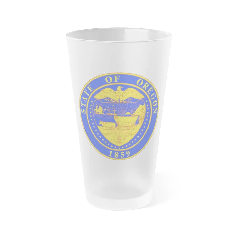 Oregon State Seal v2 - Frosted Pint Glass 16oz-16oz-Frosted-Go Mug Yourself