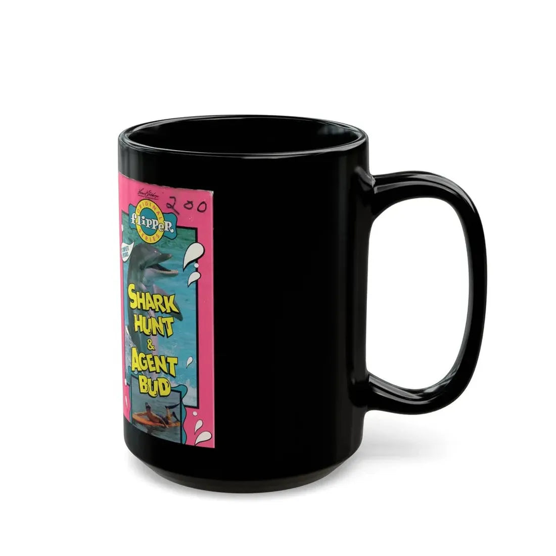 ORIGINAL FLIPPER SERIES SHARK HUNT AND AGENT BUD (VHS COVER) - Black Coffee Mug - Go Mug Yourself