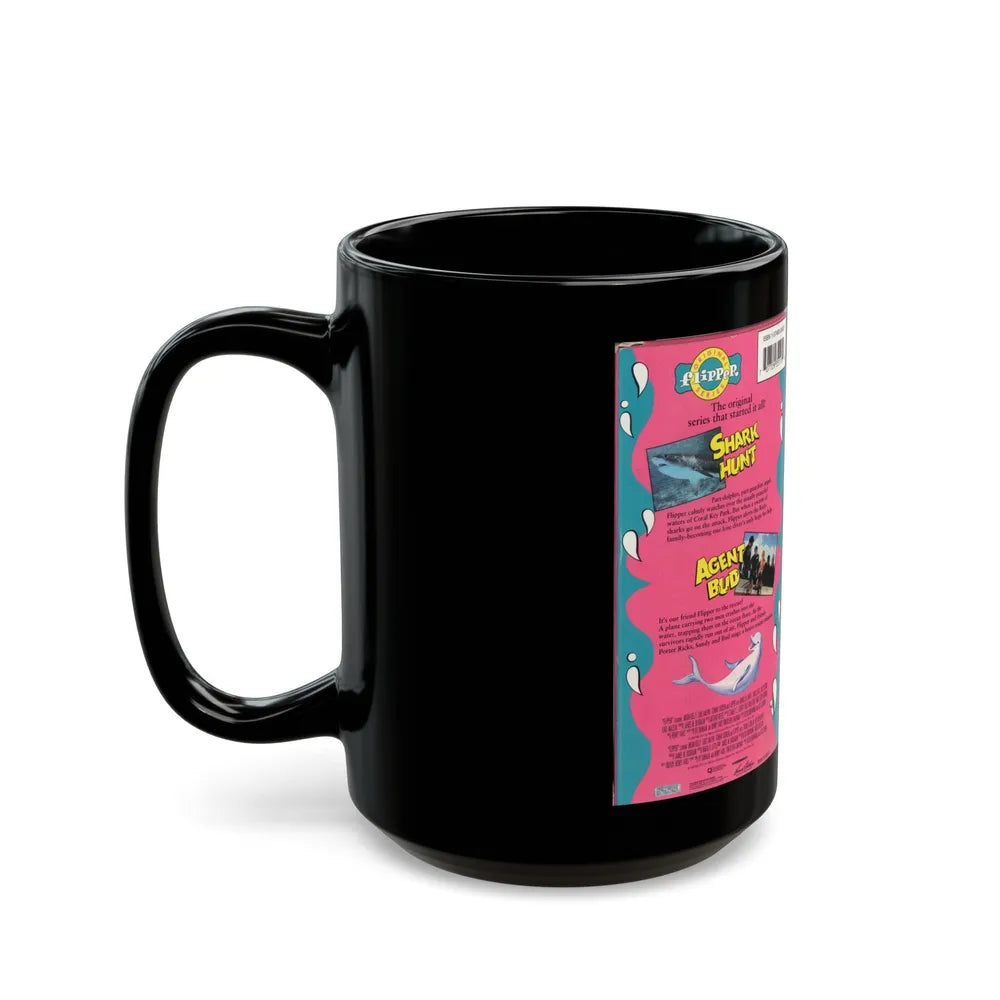 ORIGINAL FLIPPER SERIES SHARK HUNT AND AGENT BUD (VHS COVER) - Black Coffee Mug-Go Mug Yourself