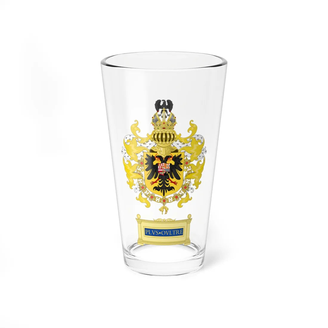 Ornamented Coat of Arms of Charles V as Holy Roman Emperor Charles I as King of Spain (Austria) (Coat of Arms) Pint Glass 16oz 16oz - Go Mug Yourself