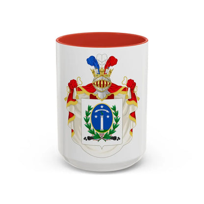 Ornamented Coat of Arms of Chile (1819-1834) Cerro Castillo Version - Accent Coffee Mug 15oz Red - Go Mug Yourself