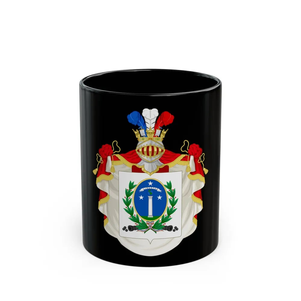 Ornamented Coat of Arms of Chile (1819-1834) Cerro Castillo Version - Black Coffee Mug-11oz-Go Mug Yourself