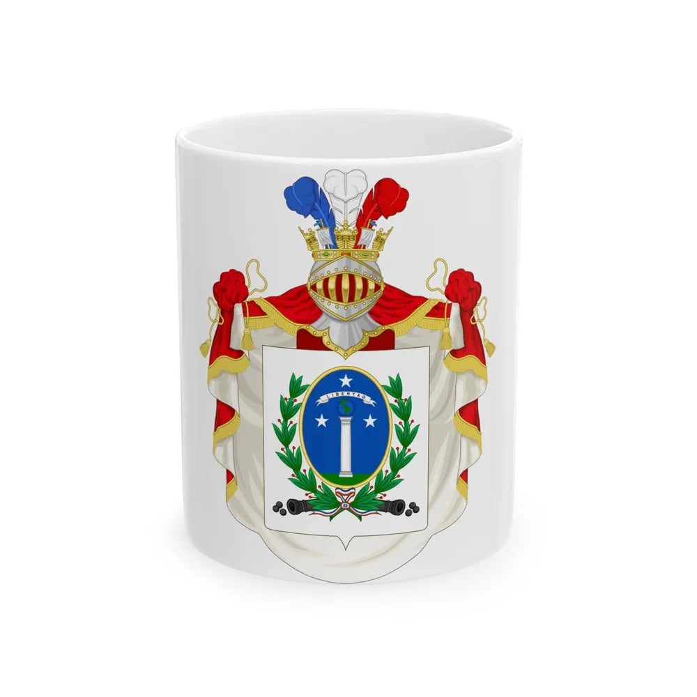 Ornamented Coat of Arms of Chile (1819-1834) Cerro Castillo Version - White Coffee Mug-11oz-Go Mug Yourself