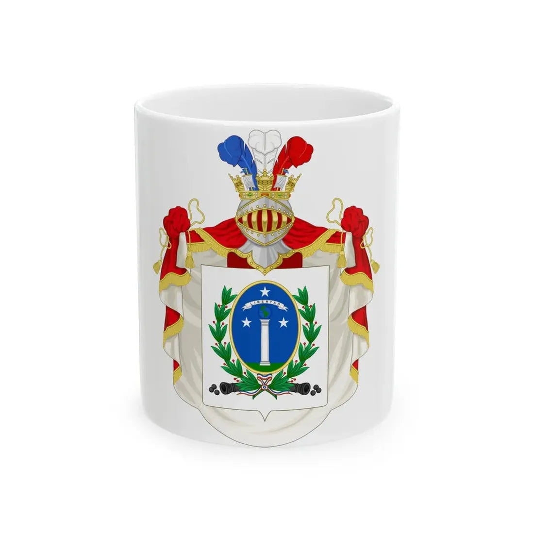 Ornamented Coat of Arms of Chile (1819-1834) Cerro Castillo Version - White Coffee Mug 11oz - Go Mug Yourself