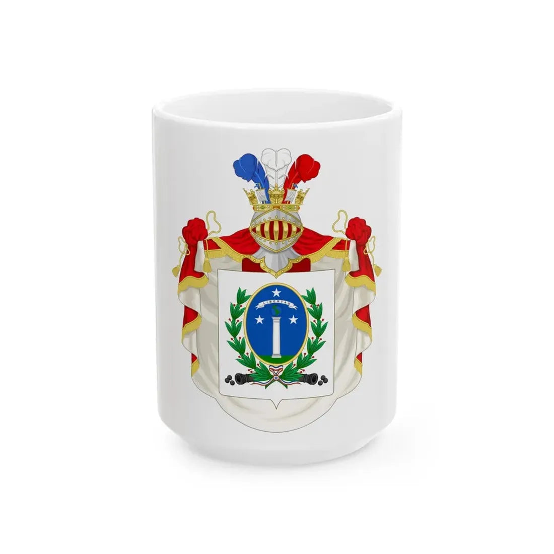 Ornamented Coat of Arms of Chile (1819-1834) Cerro Castillo Version - White Coffee Mug 15oz - Go Mug Yourself