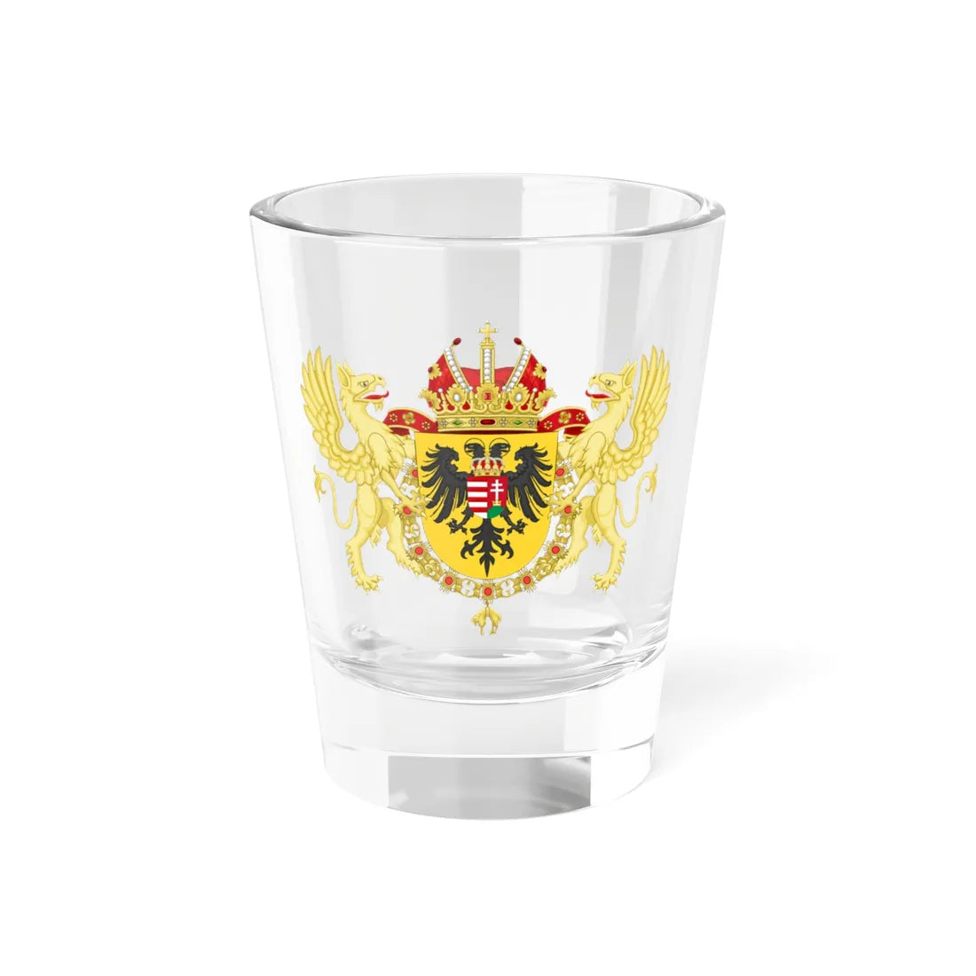 Ornamented Coat of Arms of Joseph I Holy Roman Emperor (Austria) (Coat of Arms) Shot Glass 1.5oz 1.5oz - Go Mug Yourself