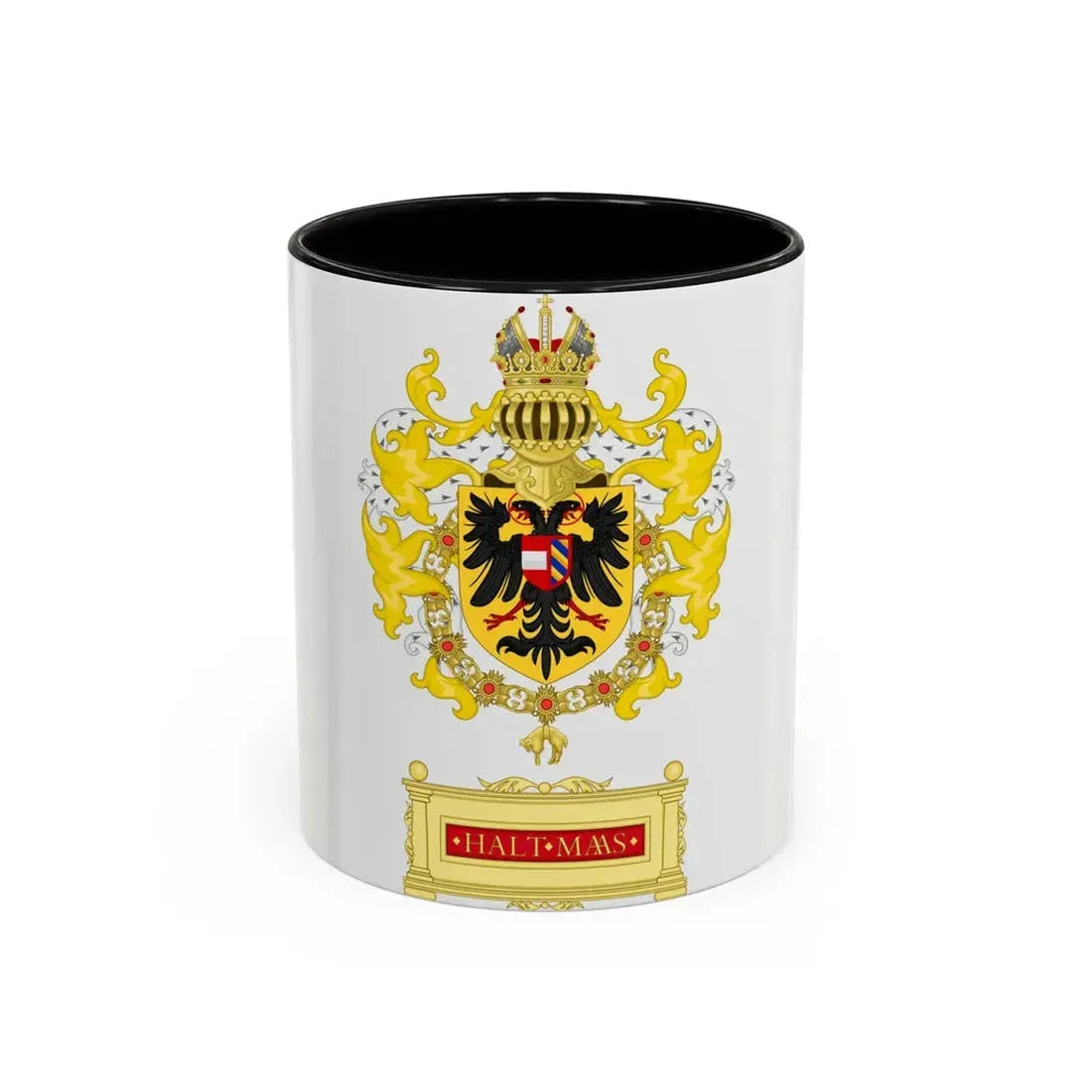 Ornamented Coat of Arms of Maximilian I, Holy Roman Emperor - Accent Coffee Mug 11oz Black - Go Mug Yourself