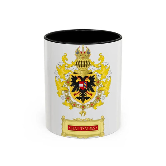 Ornamented Coat of Arms of Maximilian I, Holy Roman Emperor - Accent Coffee Mug 11oz Black - Go Mug Yourself