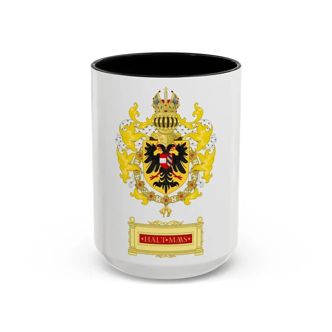 Ornamented Coat of Arms of Maximilian I, Holy Roman Emperor - Accent Coffee Mug 15oz Black - Go Mug Yourself
