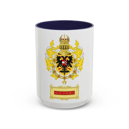 Ornamented Coat of Arms of Maximilian I, Holy Roman Emperor - Accent Coffee Mug 15oz Navy - Go Mug Yourself