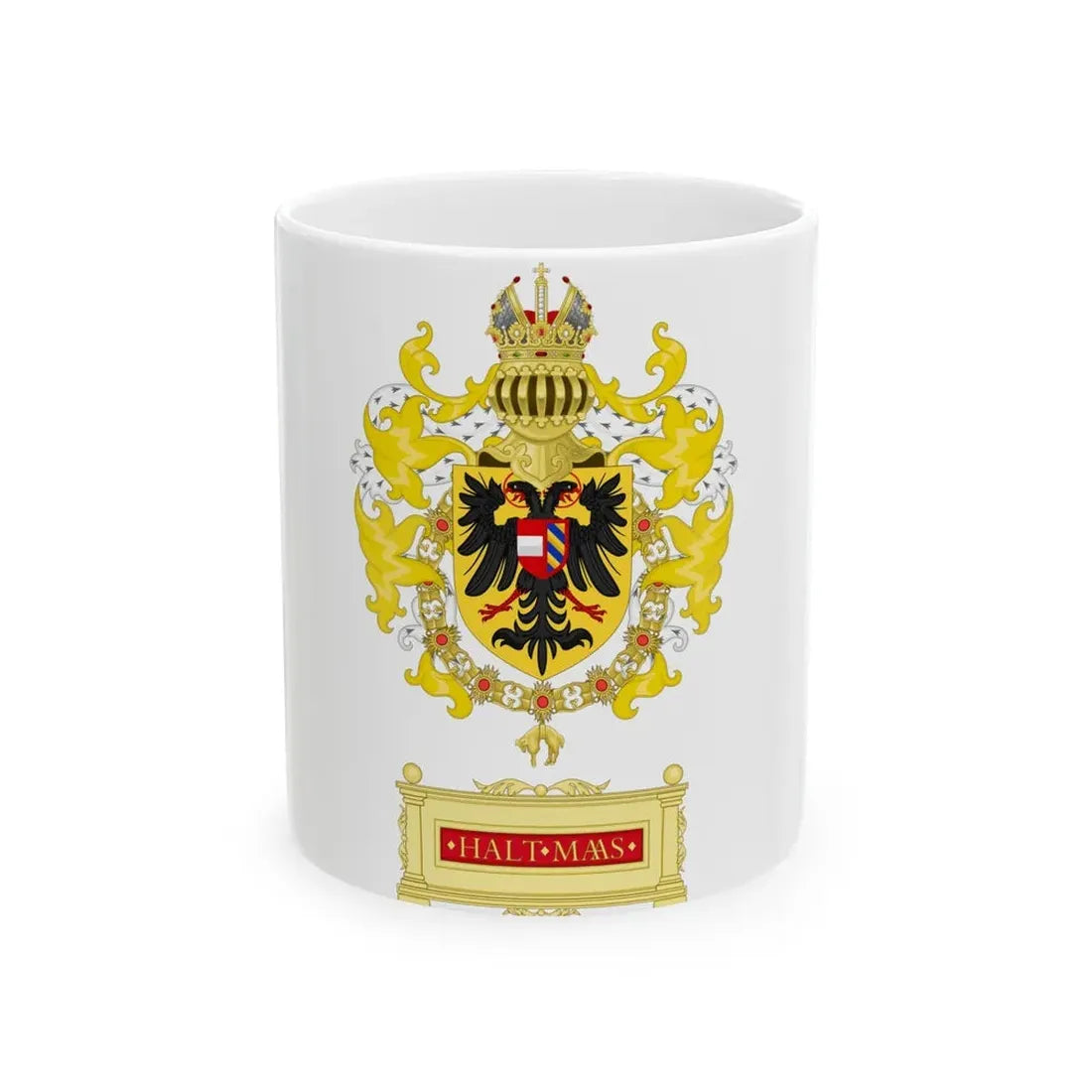 Ornamented Coat of Arms of Maximilian I, Holy Roman Emperor - White Coffee Mug 11oz - Go Mug Yourself