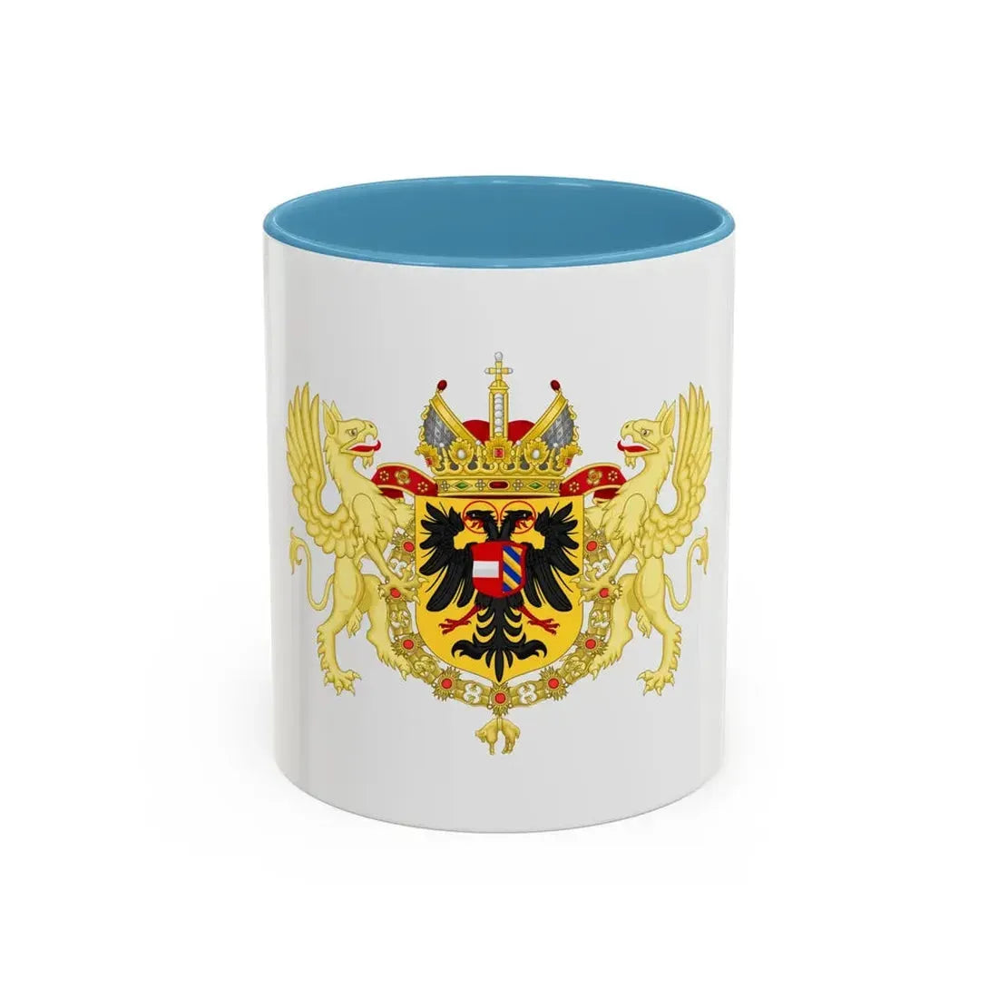 Ornamented Coat of Arms of Maximilian II, Holy Roman Emperor - Accent Coffee Mug 11oz Light Blue - Go Mug Yourself