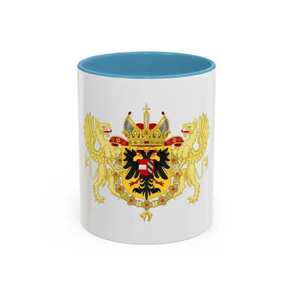 Ornamented Coat of Arms of Maximilian II, Holy Roman Emperor - Accent Coffee Mug 11oz Light Blue - Go Mug Yourself