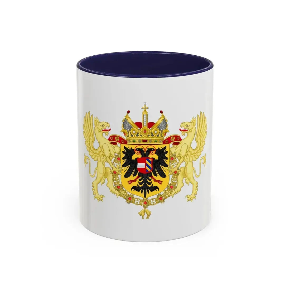 Ornamented Coat of Arms of Maximilian II, Holy Roman Emperor - Accent Coffee Mug 11oz Navy - Go Mug Yourself