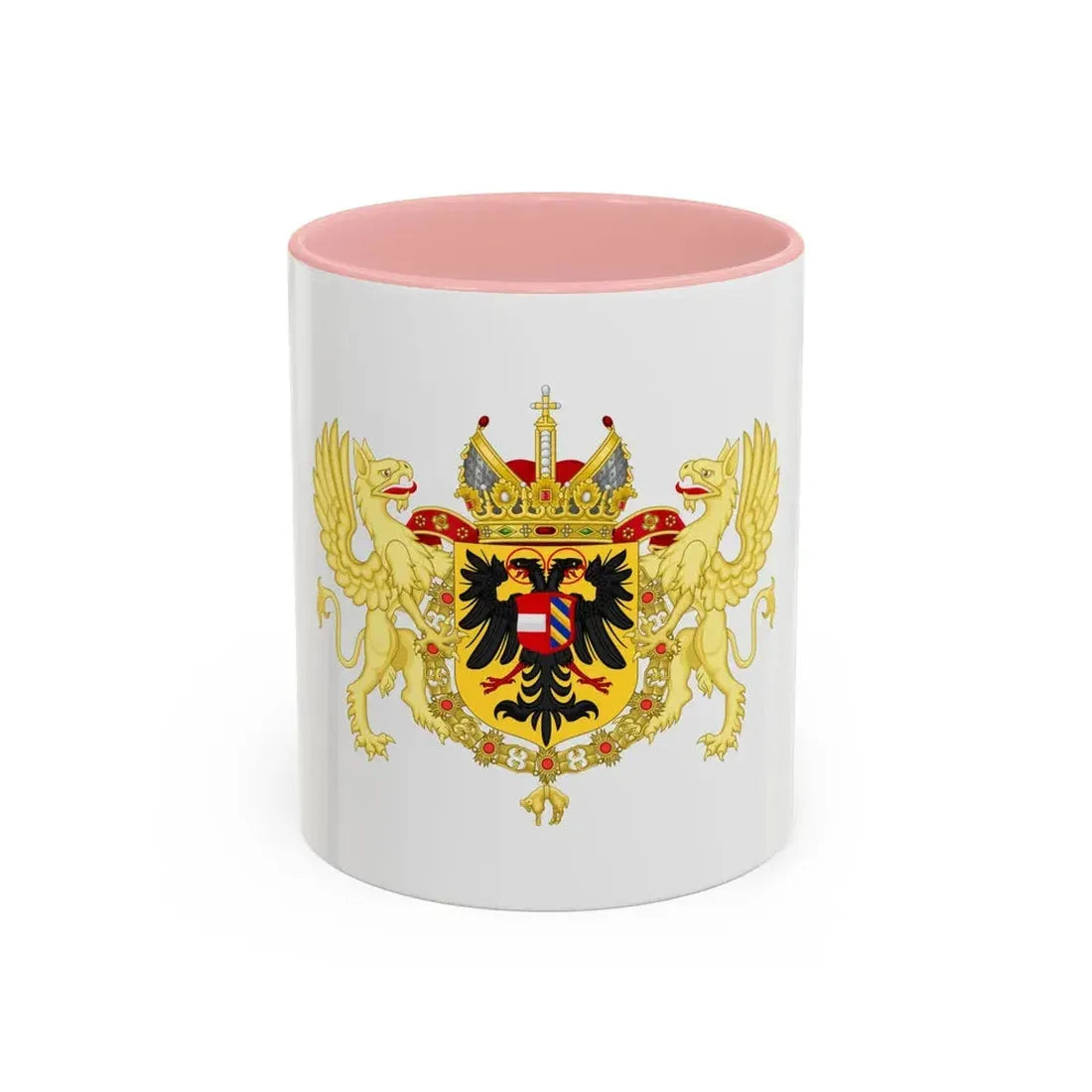 Ornamented Coat of Arms of Maximilian II, Holy Roman Emperor - Accent Coffee Mug 11oz Pink - Go Mug Yourself