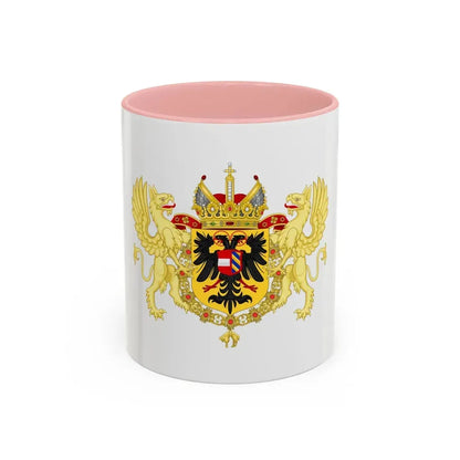 Ornamented Coat of Arms of Maximilian II, Holy Roman Emperor - Accent Coffee Mug 11oz Pink - Go Mug Yourself