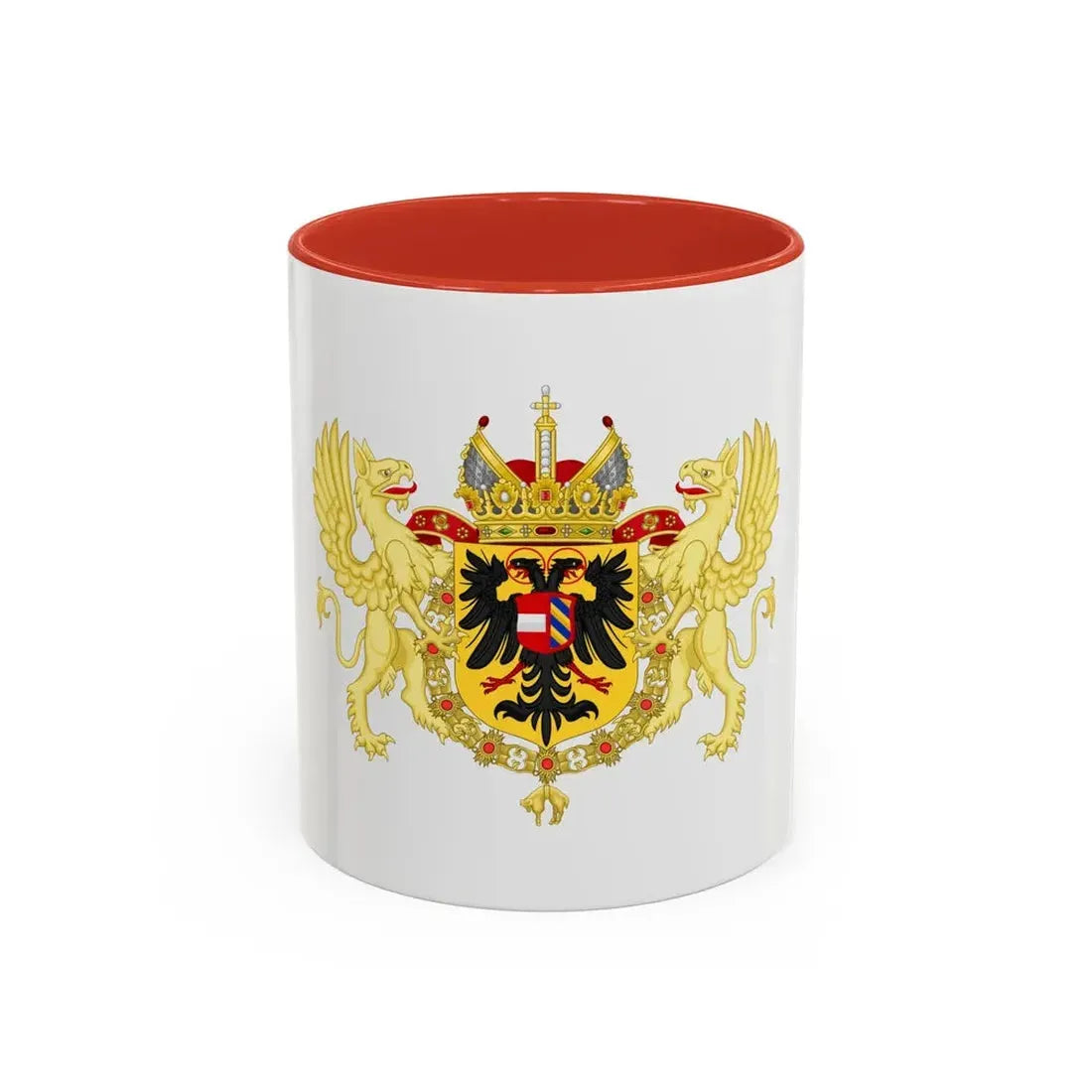 Ornamented Coat of Arms of Maximilian II, Holy Roman Emperor - Accent Coffee Mug 11oz Red - Go Mug Yourself