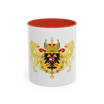 Ornamented Coat of Arms of Maximilian II, Holy Roman Emperor - Accent Coffee Mug 11oz Red - Go Mug Yourself