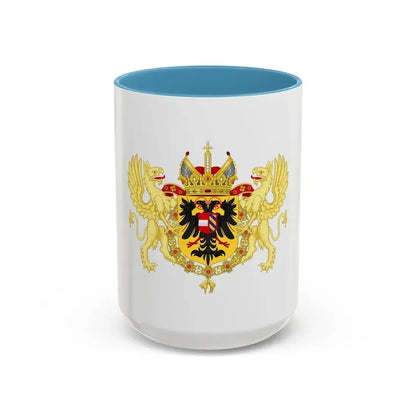 Ornamented Coat of Arms of Maximilian II, Holy Roman Emperor - Accent Coffee Mug 15oz Light Blue - Go Mug Yourself