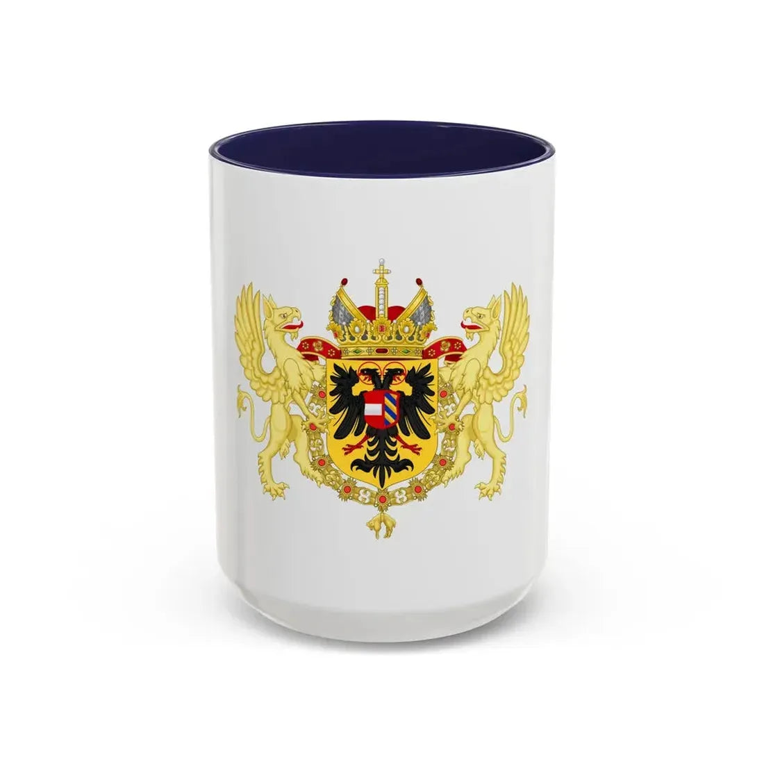 Ornamented Coat of Arms of Maximilian II, Holy Roman Emperor - Accent Coffee Mug 15oz Navy - Go Mug Yourself