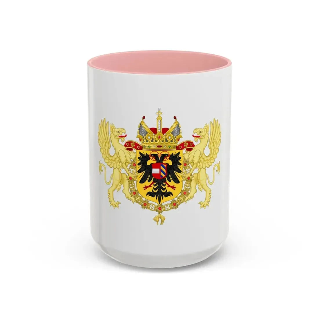Ornamented Coat of Arms of Maximilian II, Holy Roman Emperor - Accent Coffee Mug 15oz Pink - Go Mug Yourself