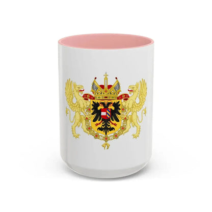 Ornamented Coat of Arms of Maximilian II, Holy Roman Emperor - Accent Coffee Mug 15oz Pink - Go Mug Yourself