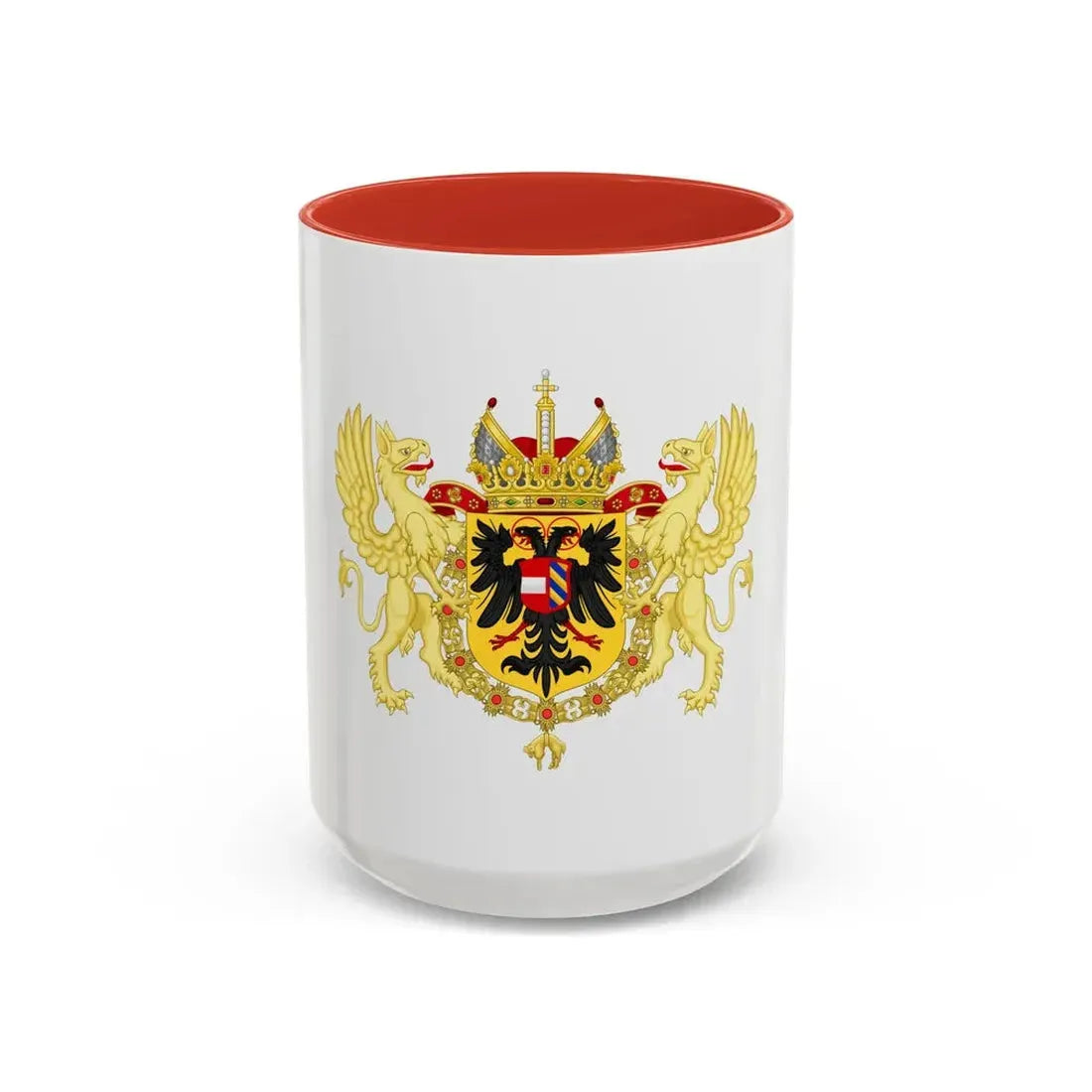 Ornamented Coat of Arms of Maximilian II, Holy Roman Emperor - Accent Coffee Mug 15oz Red - Go Mug Yourself