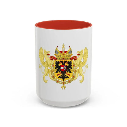 Ornamented Coat of Arms of Maximilian II, Holy Roman Emperor - Accent Coffee Mug 15oz Red - Go Mug Yourself