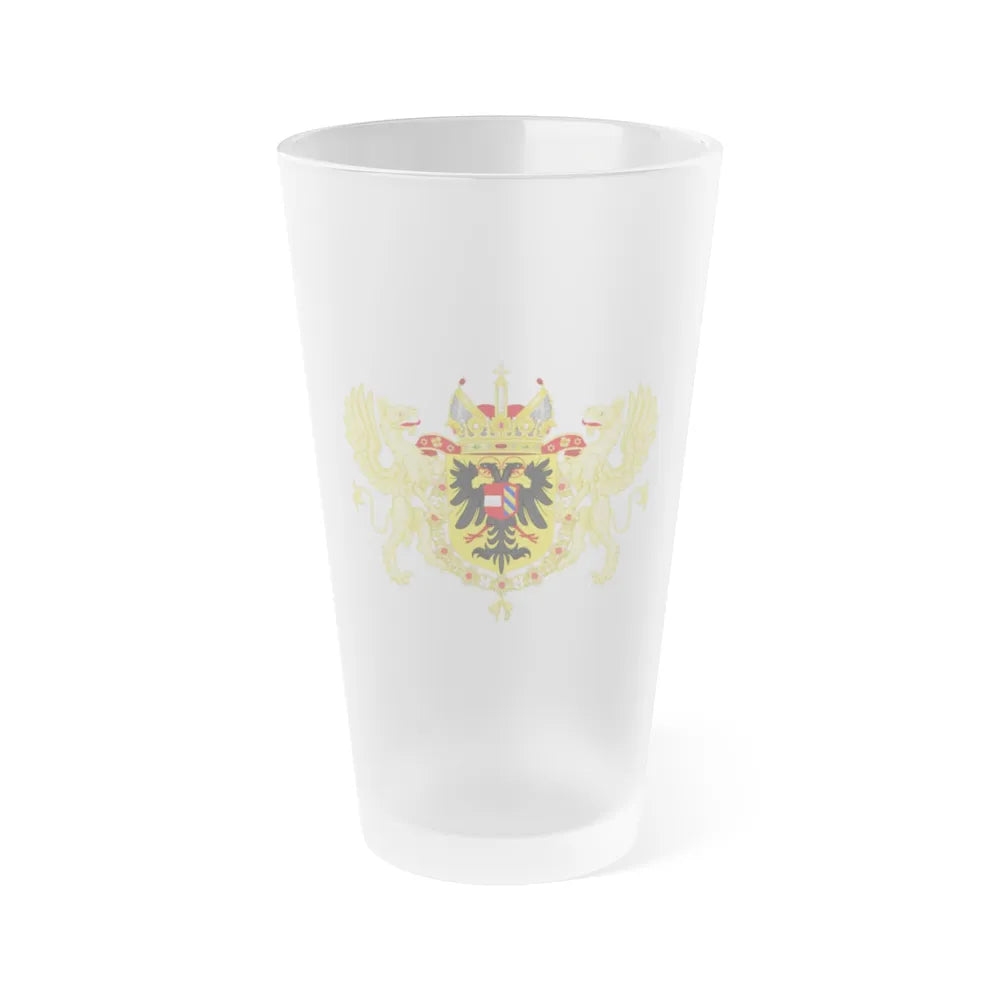 Ornamented Coat of Arms of Maximilian II, Holy Roman Emperor - Frosted Pint Glass 16oz-Go Mug Yourself