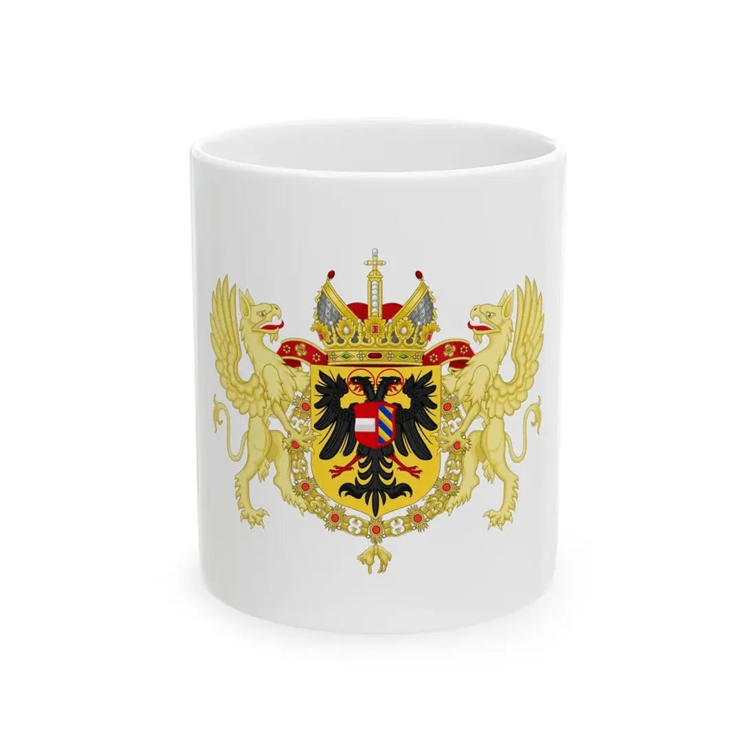 Ornamented Coat of Arms of Maximilian II, Holy Roman Emperor - White Coffee Mug 11oz - Go Mug Yourself