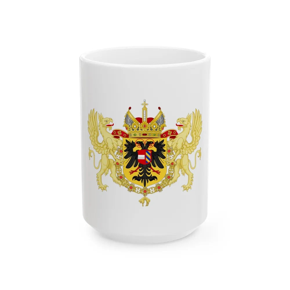 Ornamented Coat of Arms of Maximilian II, Holy Roman Emperor - White Coffee Mug-15oz-Go Mug Yourself