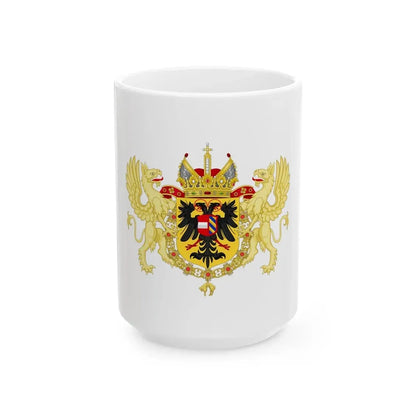 Ornamented Coat of Arms of Maximilian II, Holy Roman Emperor - White Coffee Mug 15oz - Go Mug Yourself