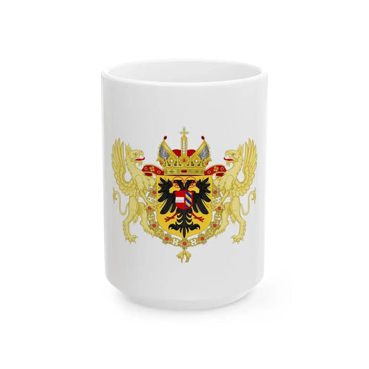 Ornamented Coat of Arms of Maximilian II, Holy Roman Emperor - White Coffee Mug 15oz - Go Mug Yourself