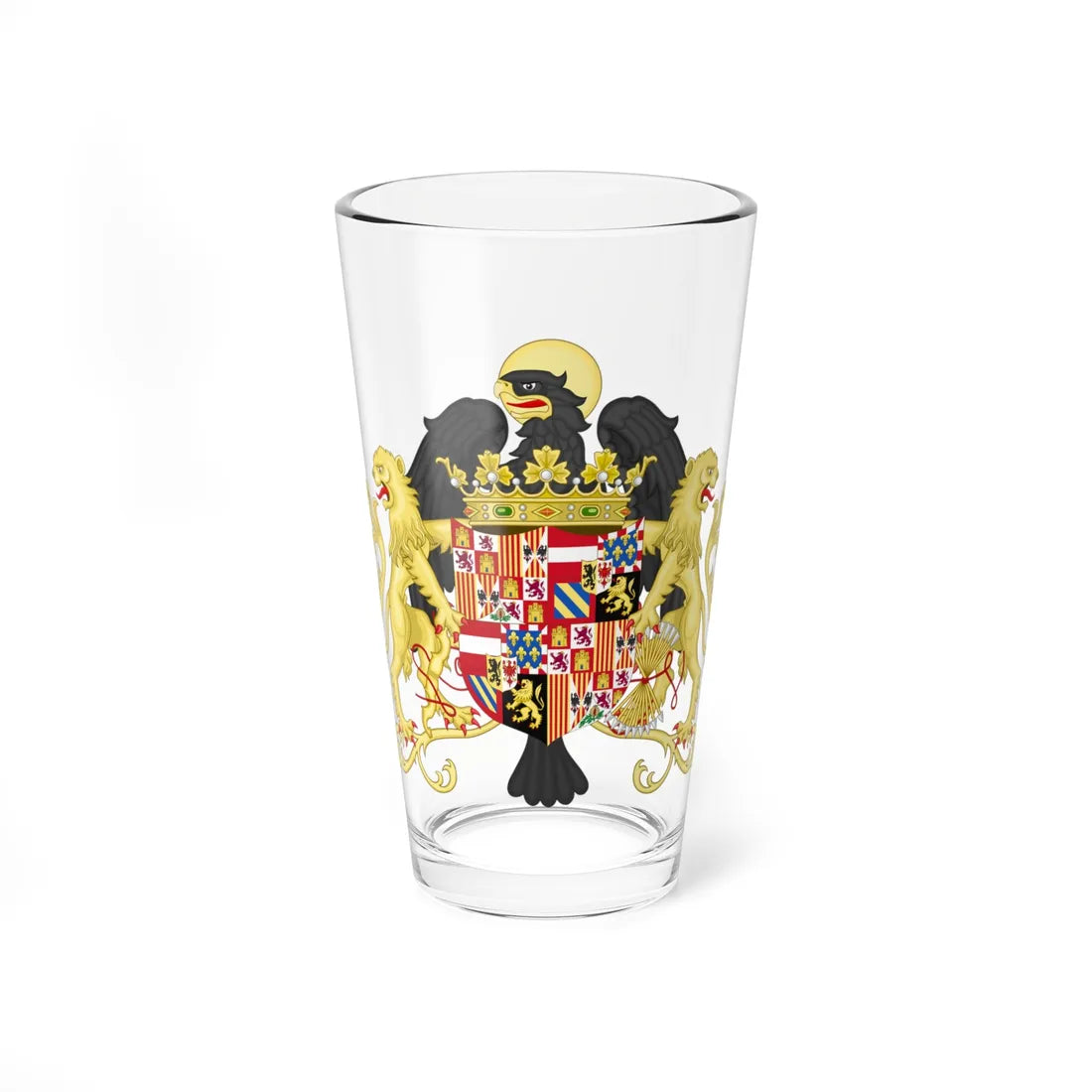 Ornamented Coat of Arms of Queen Joanna of Castile (Spain) (Coat of Arms) Pint Glass 16oz 16oz - Go Mug Yourself