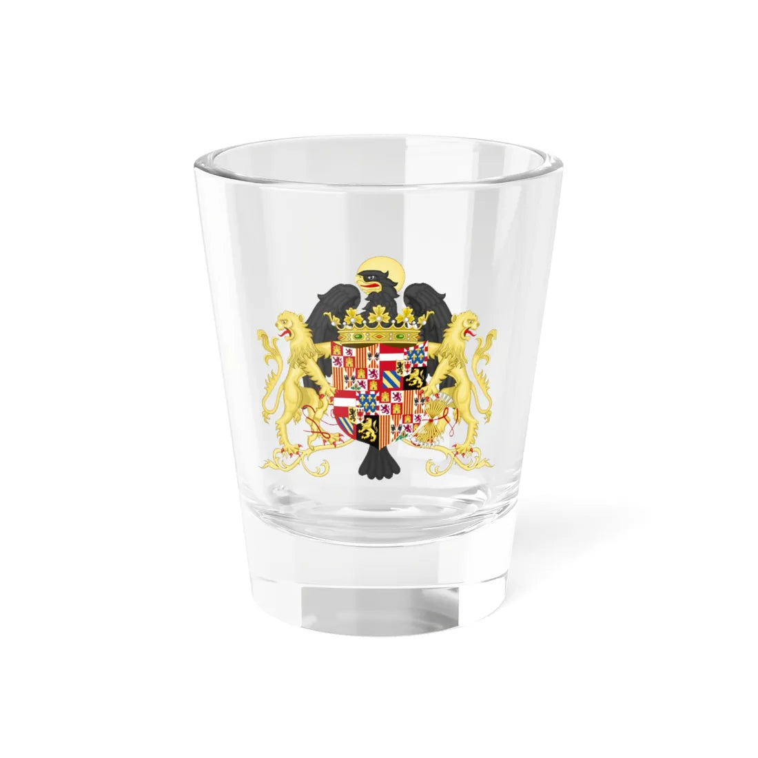 Ornamented Coat of Arms of Queen Joanna of Castile (Spain) (Coat of Arms) Shot Glass 1.5oz 1.5oz - Go Mug Yourself