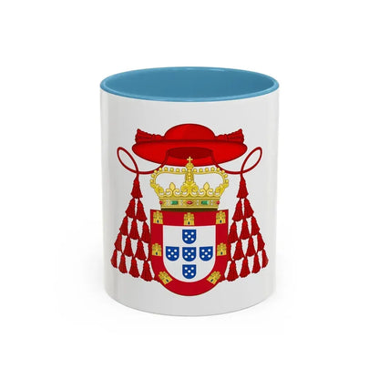 Ornamented Royal Coat of Arms of Cardinal Henry I of Portugal - Accent Coffee Mug 11oz Light Blue - Go Mug Yourself