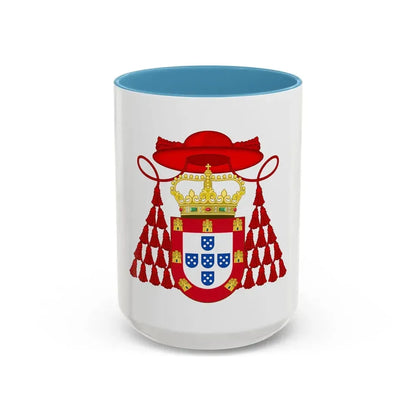 Ornamented Royal Coat of Arms of Cardinal Henry I of Portugal - Accent Coffee Mug 15oz Light Blue - Go Mug Yourself