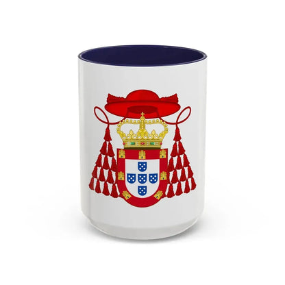 Ornamented Royal Coat of Arms of Cardinal Henry I of Portugal - Accent Coffee Mug 15oz Navy - Go Mug Yourself