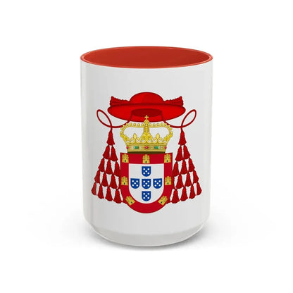 Ornamented Royal Coat of Arms of Cardinal Henry I of Portugal - Accent Coffee Mug 15oz Red - Go Mug Yourself