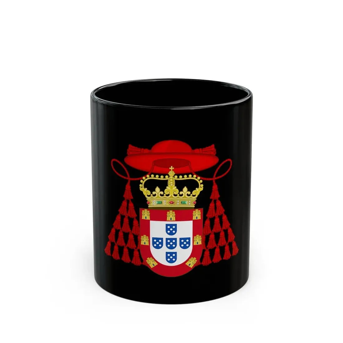 Ornamented Royal Coat of Arms of Cardinal Henry I of Portugal - Black Coffee Mug 11oz - Go Mug Yourself