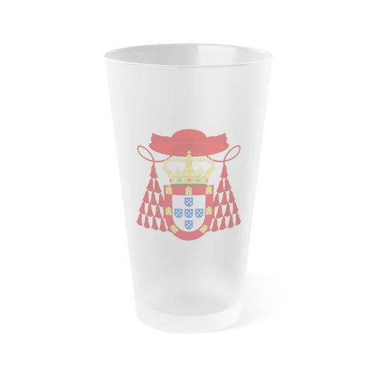 Ornamented Royal Coat of Arms of Cardinal Henry I of Portugal - Frosted Pint Glass 16oz-16oz-Frosted-Go Mug Yourself